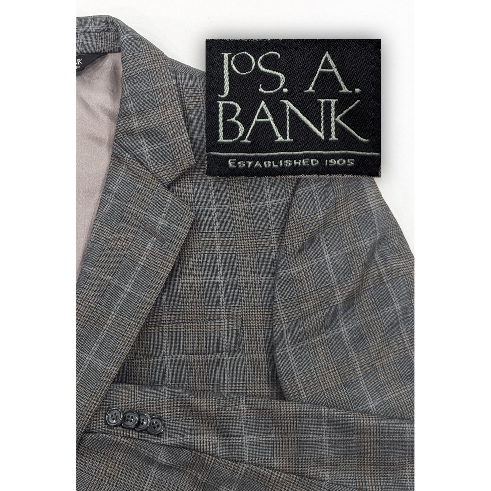 Jos. A. Bank Blazer Sport Coat Sport Jacket 100% Wool 40R 42" Chest Glenn Check